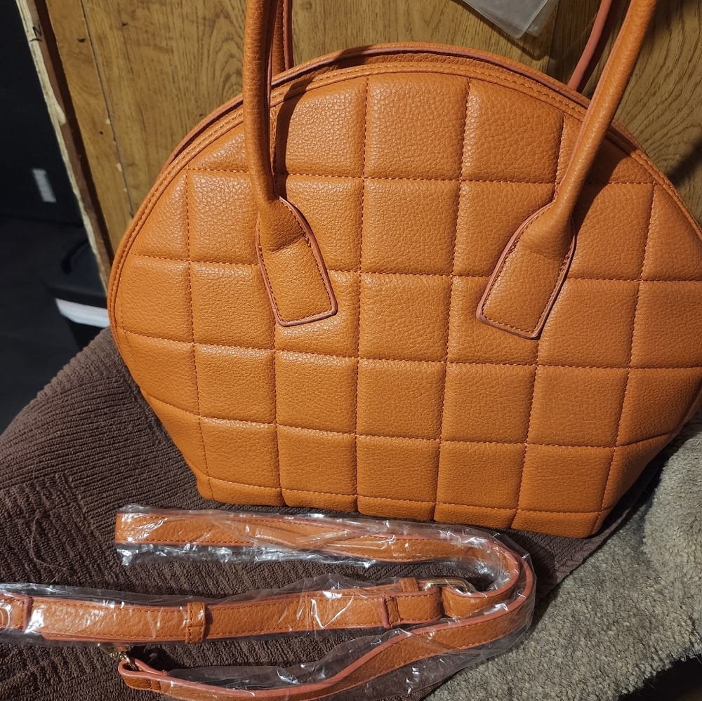Orange cross body tote
